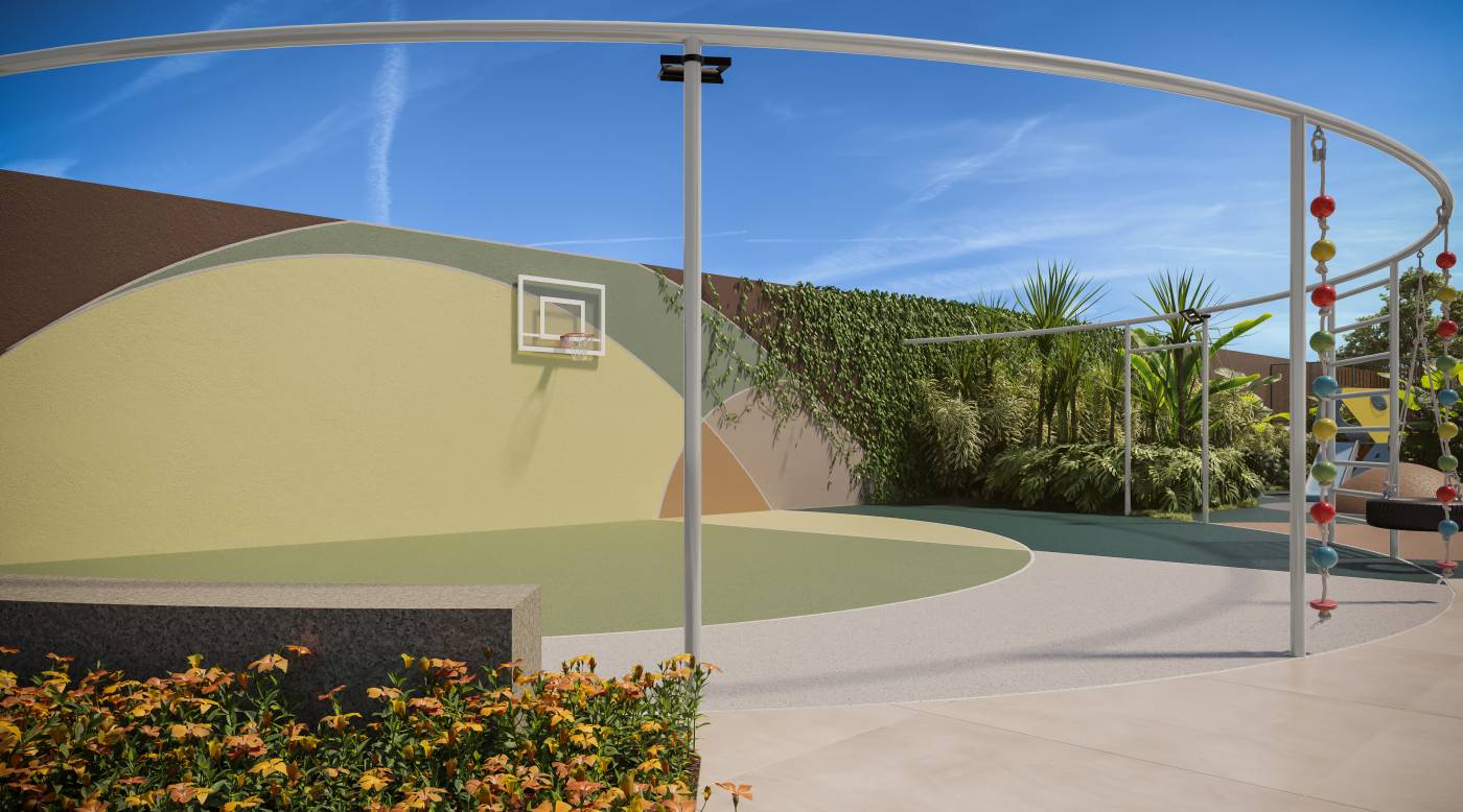 Perspectiva ilustrada da Área para bola ao cesto