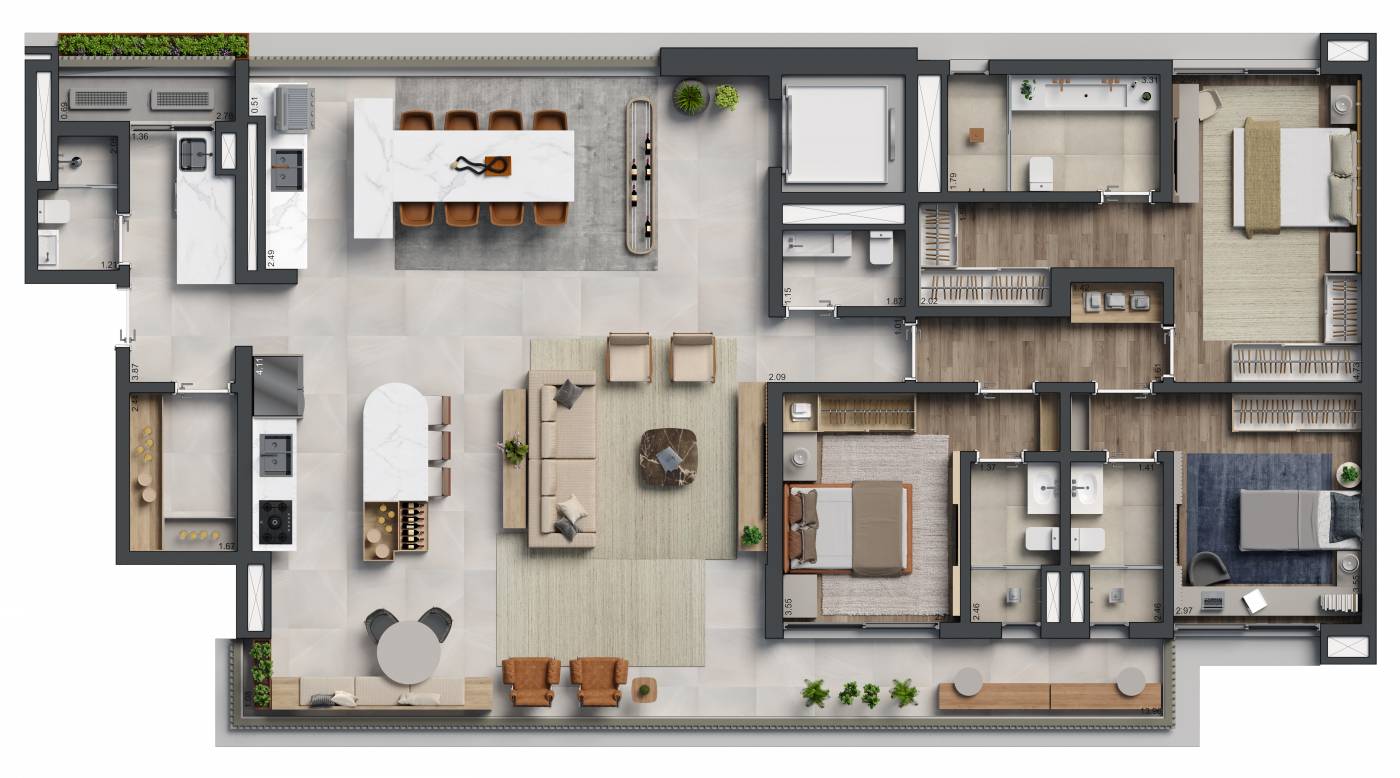 205 m² - Giardino - 3 suítes | 3 vagas