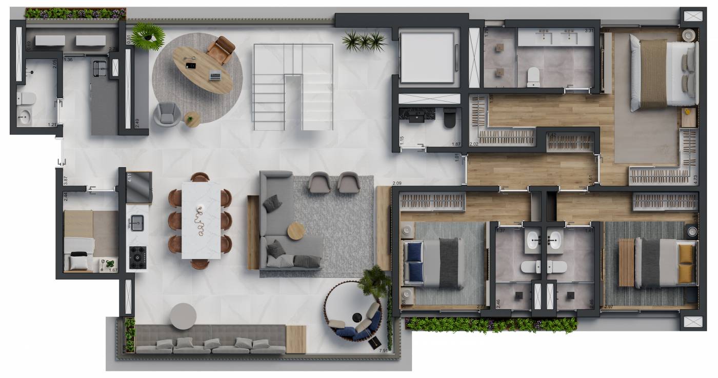 360 m² - Duplex - 3 suítes - 4 vagas (Pavimento inferior)