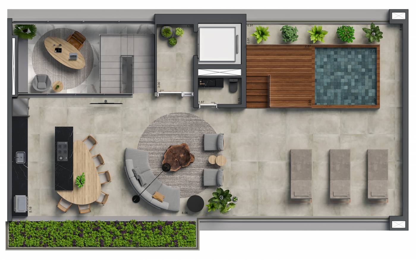 360 m² - Duplex - 3 suítes - 4 vagas (Pavimento superior)