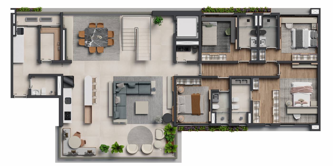 426 m² - Duplex - 4 suítes - 4 vagas (Pavimento inferior)