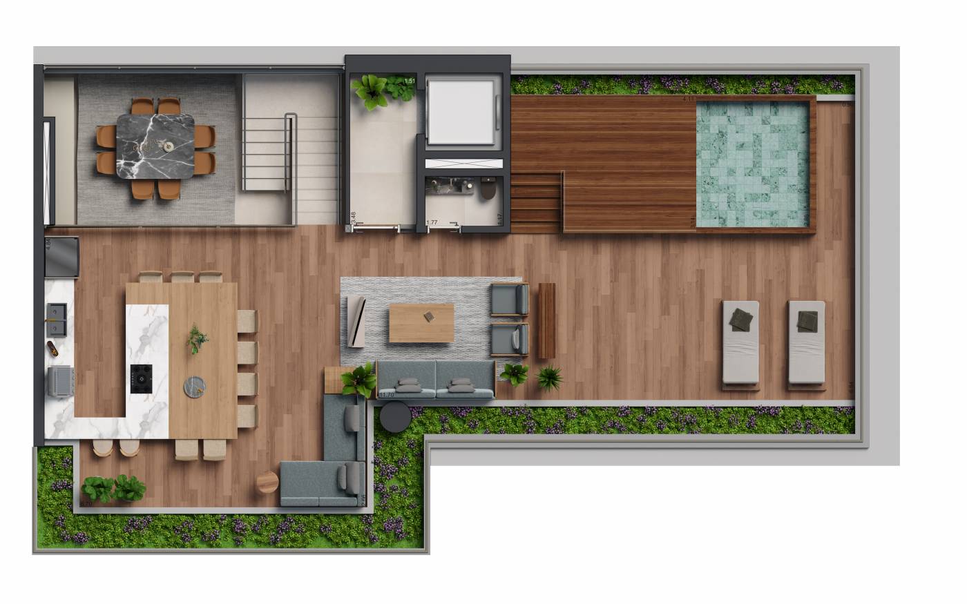 426 m² - Duplex - 4 suítes - 4 vagas (Pavimento superior)