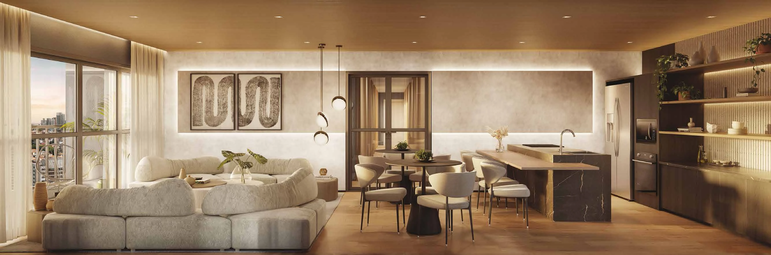 Perspectiva ilustrada do Espaço Gourmet