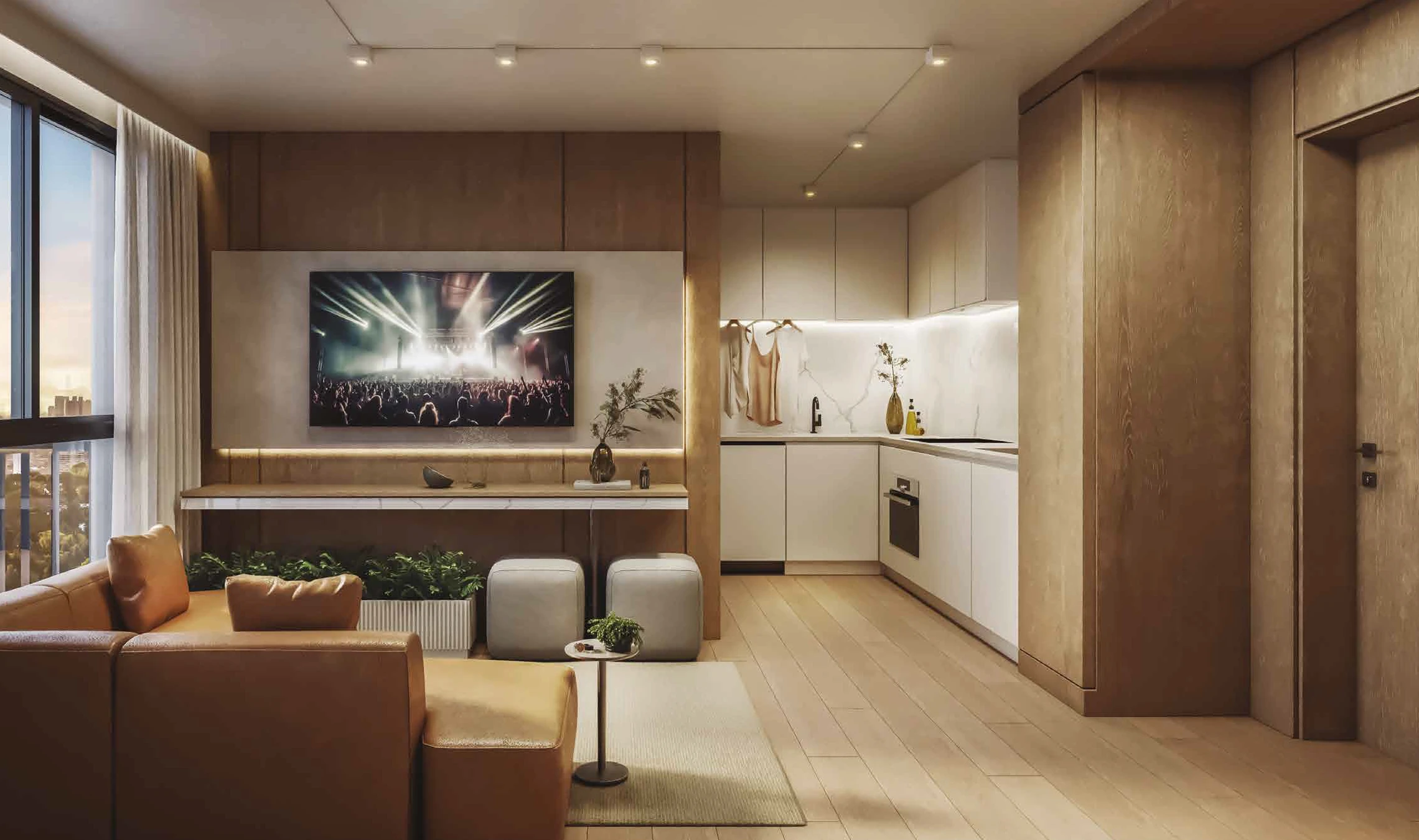 Perspectiva ilustrada do 2 dormitórios - 38 m²