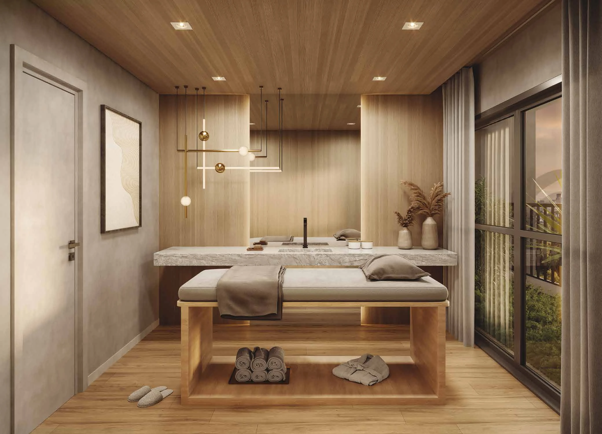 Perspectiva ilustrada da Sala de Massagem