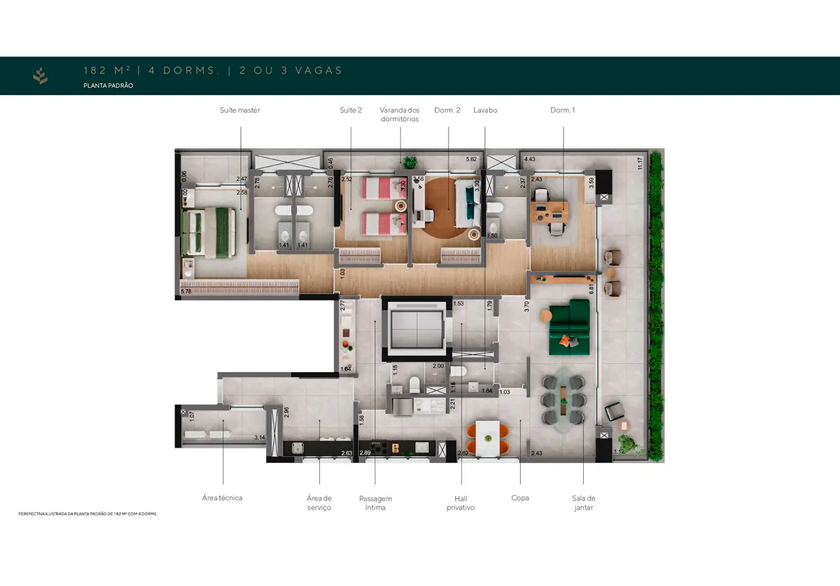 182 m² - 4 dormitórios - 2 ou 3 vagas