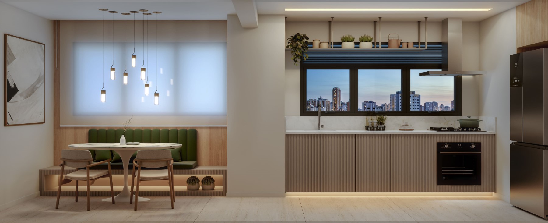 Perpesctiva ilustrada da Cozinha (182 m² - 3 suítes - 2 ou 3 vagas)