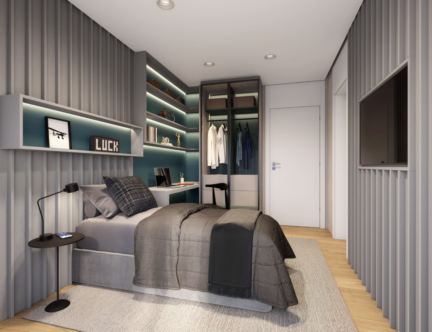 Perpesctiva ilustrada da Suíte 2 (182 m² - 3 suítes - 2 ou 3 vagas)